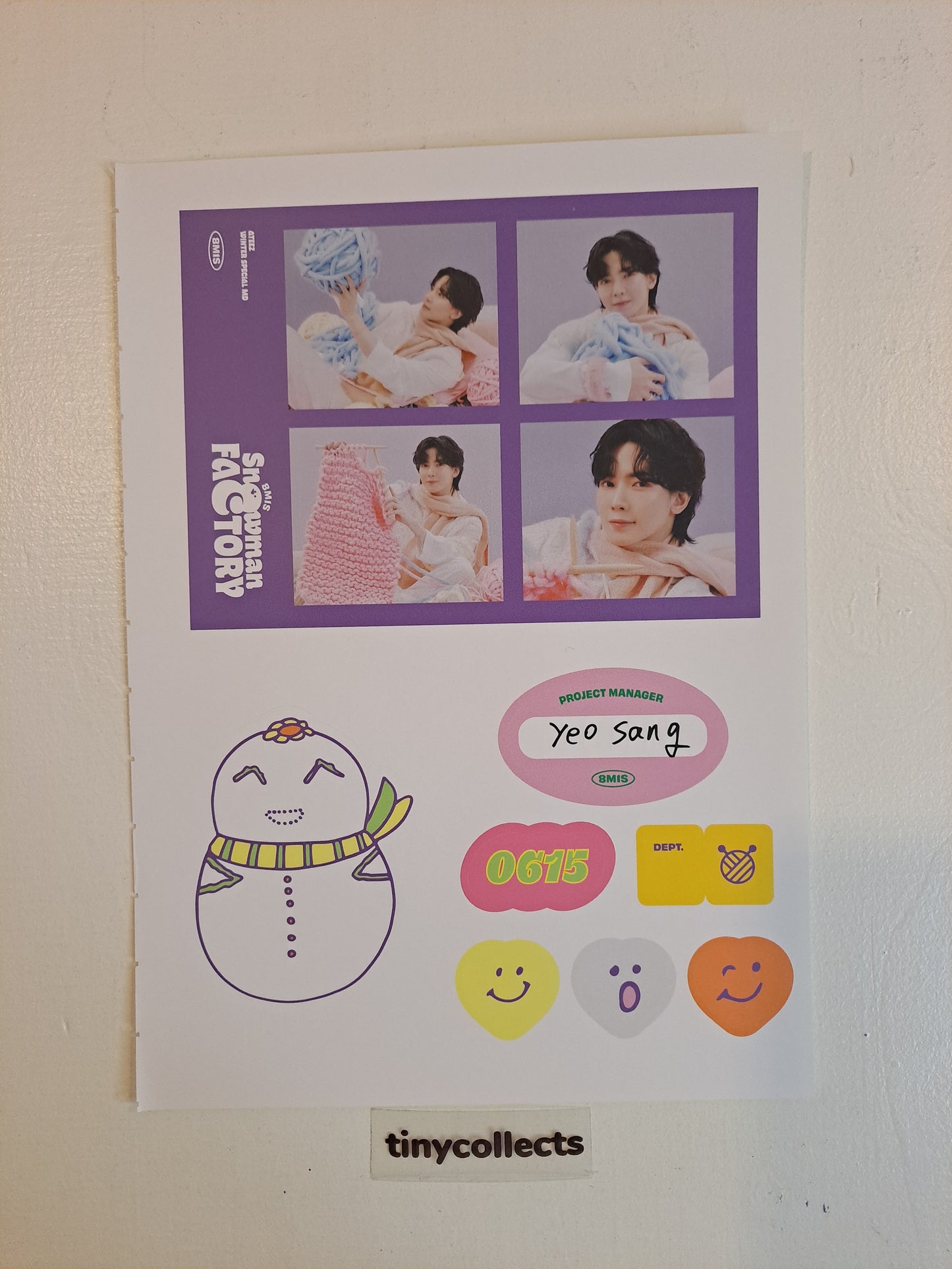 Yeosang Sticker sheet set Winter Special MD: Snowman Factory ATEEZ
