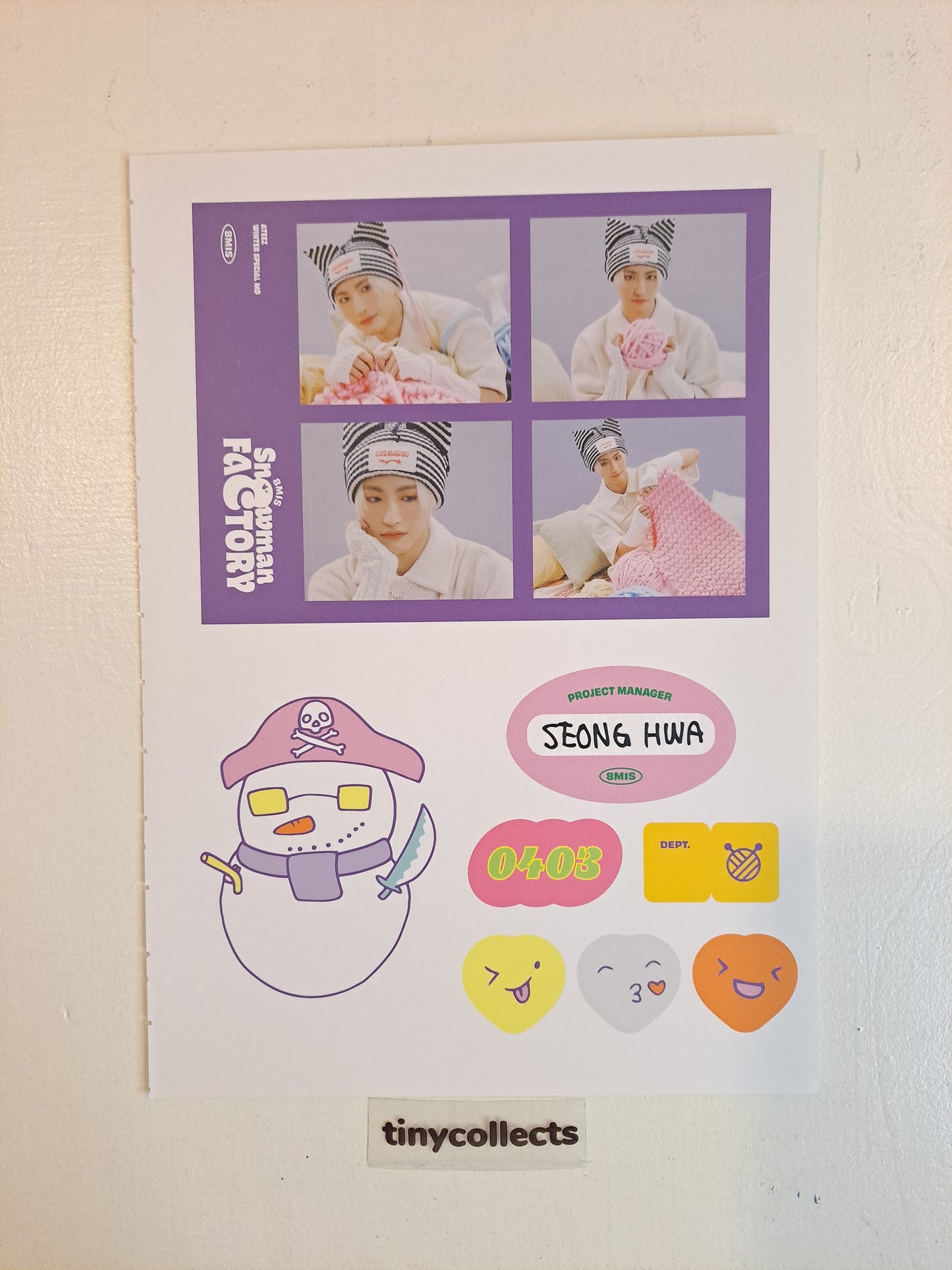 Seonghwa Sticker sheet set Winter Special MD: Snowman Factory ATEEZ