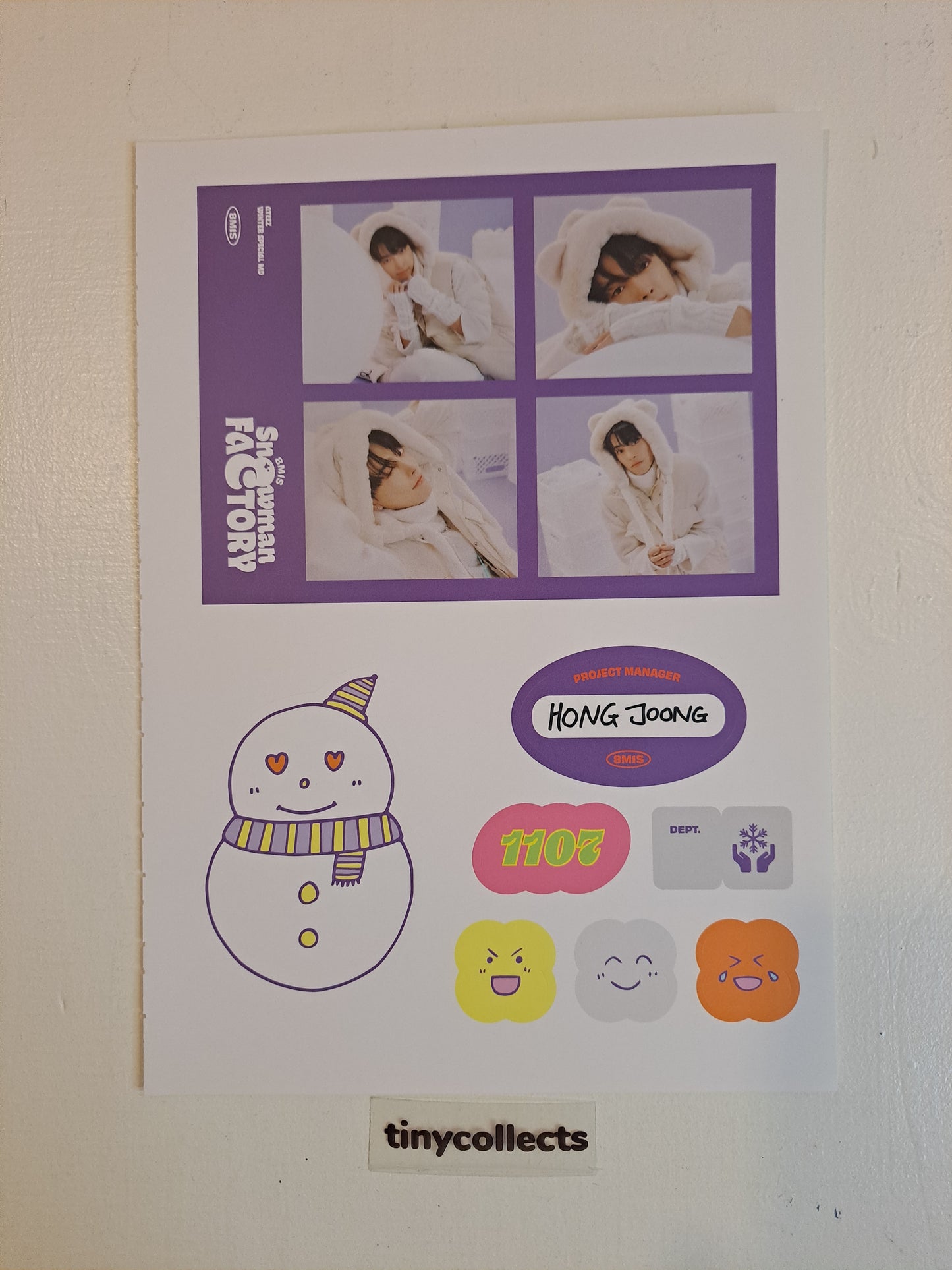Hongjoong Sticker sheet set Winter Special MD: Snowman Factory ATEEZ