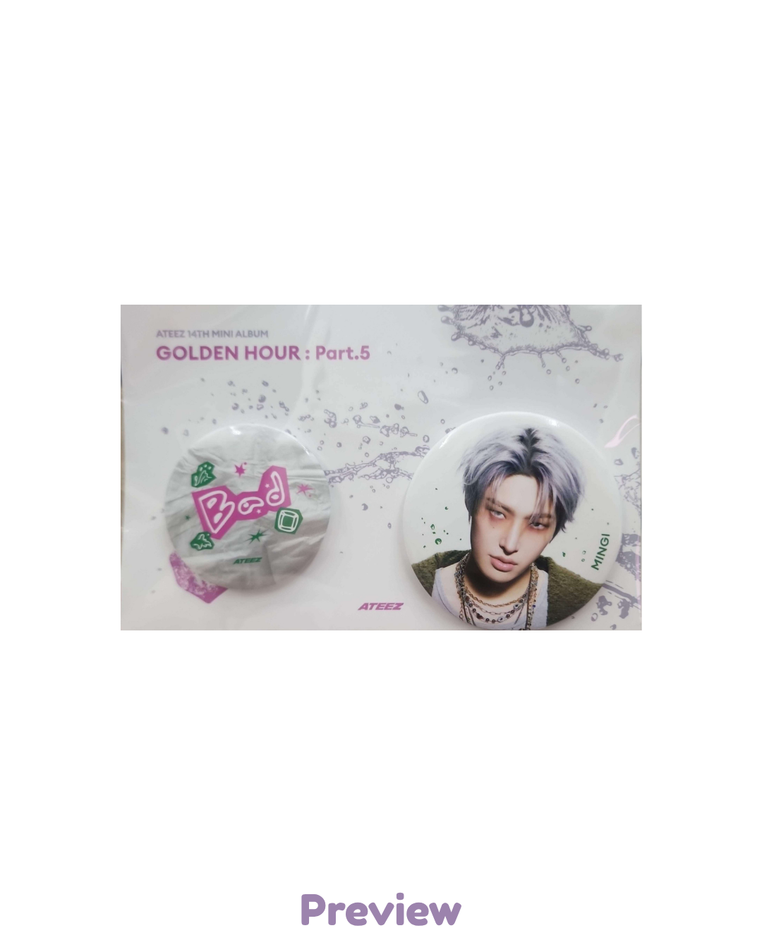 Mingi Soundwave Can Badge Set merch Pop-up Golden Hour part 5 ATEEZ