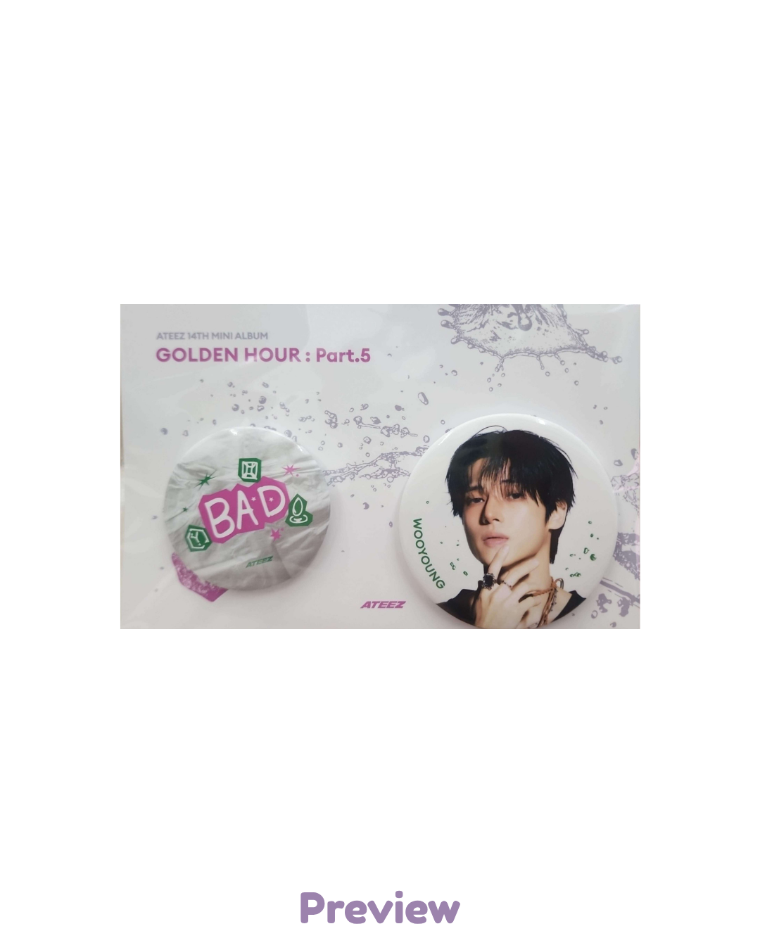Wooyoung Soundwave Can Badge Set merch Pop-up Golden Hour part 5 ATEEZ