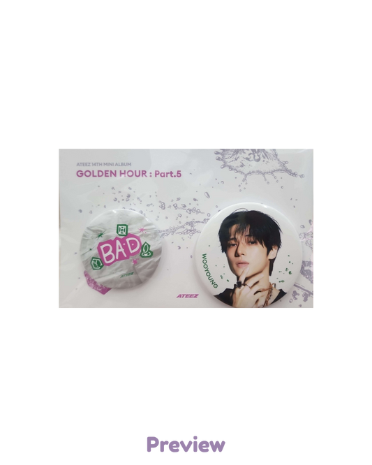 Wooyoung Soundwave Can Badge Set merch Pop-up Golden Hour part 5 ATEEZ