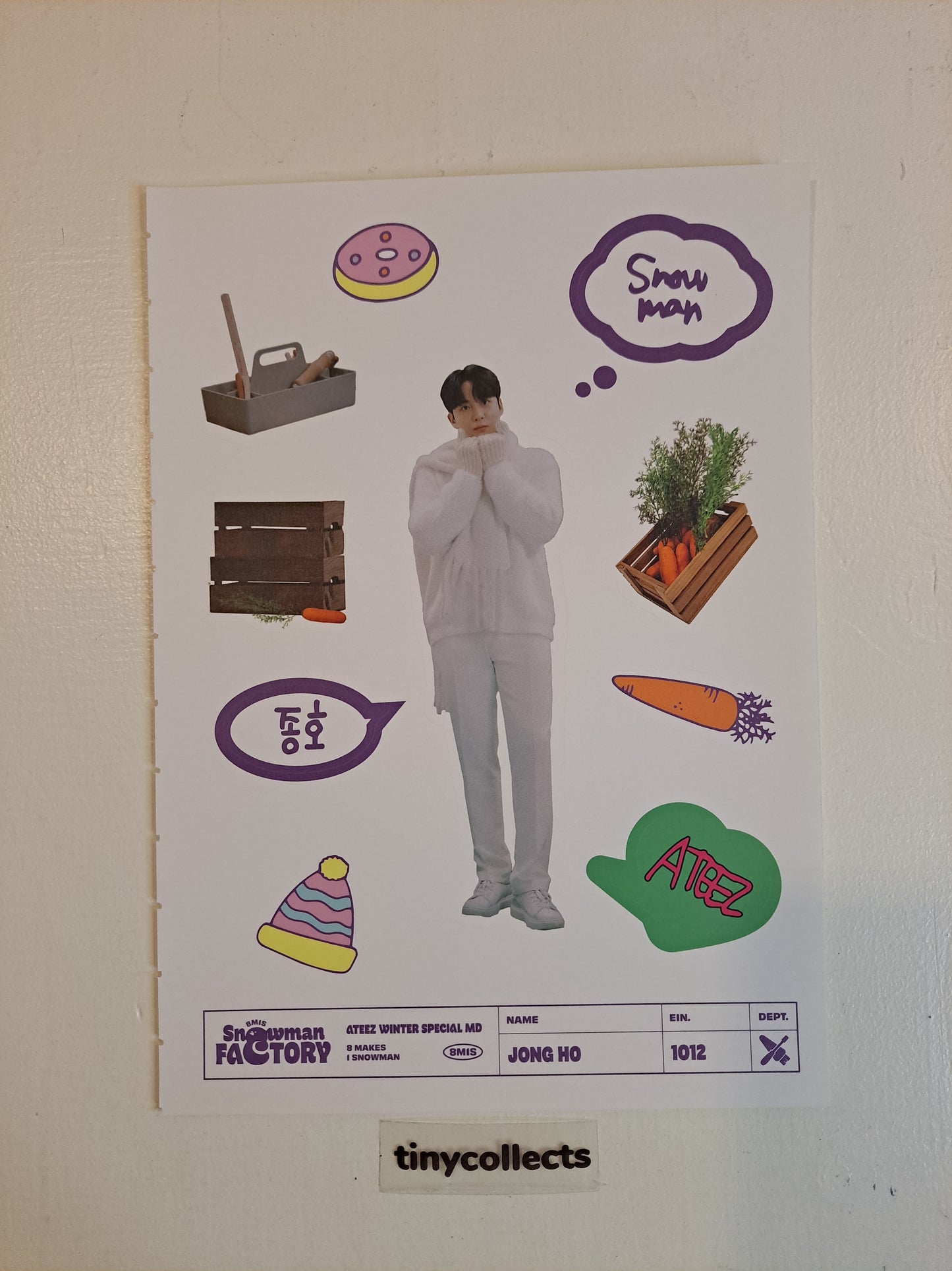 Jongho Sticker sheet set Winter Special MD: Snowman Factory ATEEZ