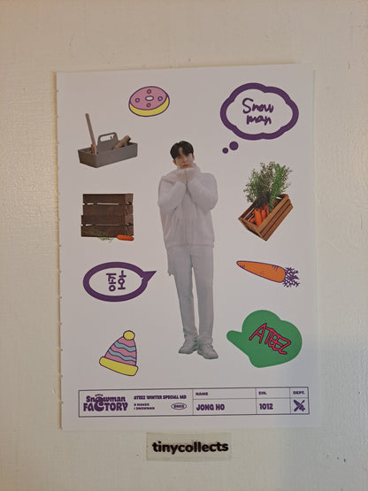 Jongho Sticker sheet set Winter Special MD: Snowman Factory ATEEZ
