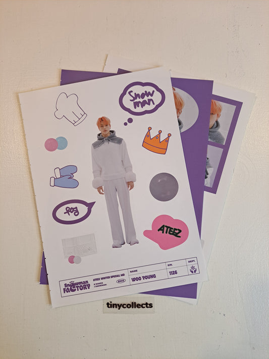 Wooyoung Sticker sheet set Winter Special MD: Snowman Factory ATEEZ