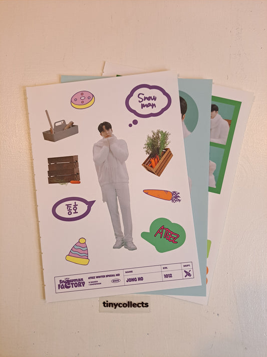Jongho Sticker sheet set Winter Special MD: Snowman Factory ATEEZ