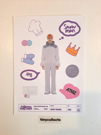 Wooyoung Sticker sheet set Winter Special MD: Snowman Factory ATEEZ
