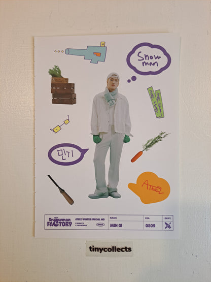 Mingi Sticker sheet set Winter Special MD: Snowman Factory ATEEZ