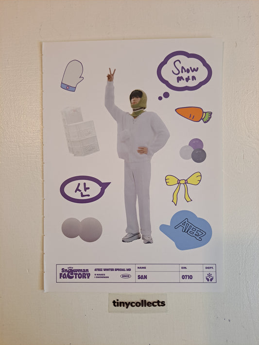 San Sticker sheet set Winter Special MD: Snowman Factory ATEEZ