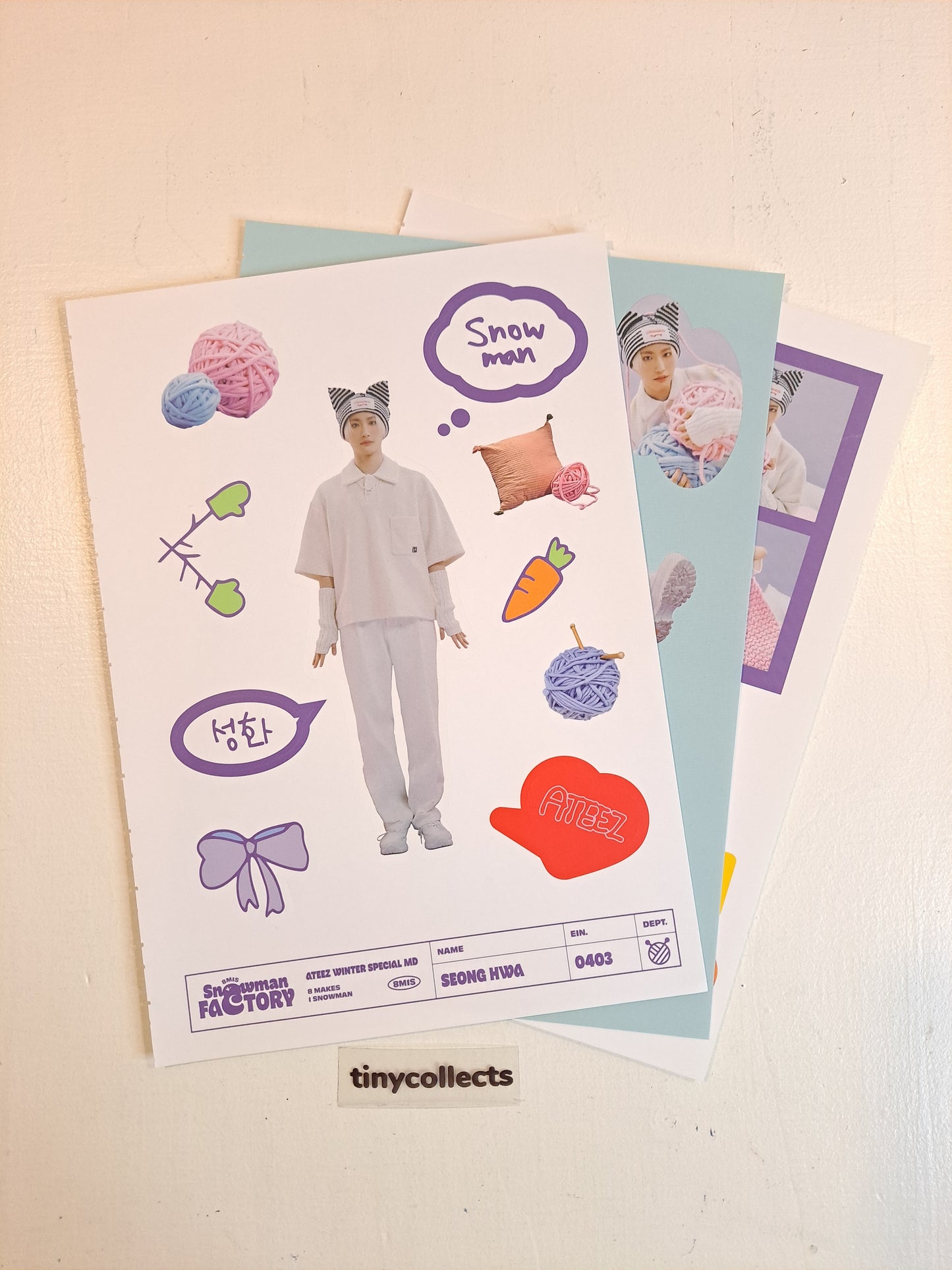 Seonghwa Sticker sheet set Winter Special MD: Snowman Factory ATEEZ