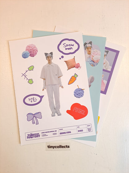 Seonghwa Sticker sheet set Winter Special MD: Snowman Factory ATEEZ