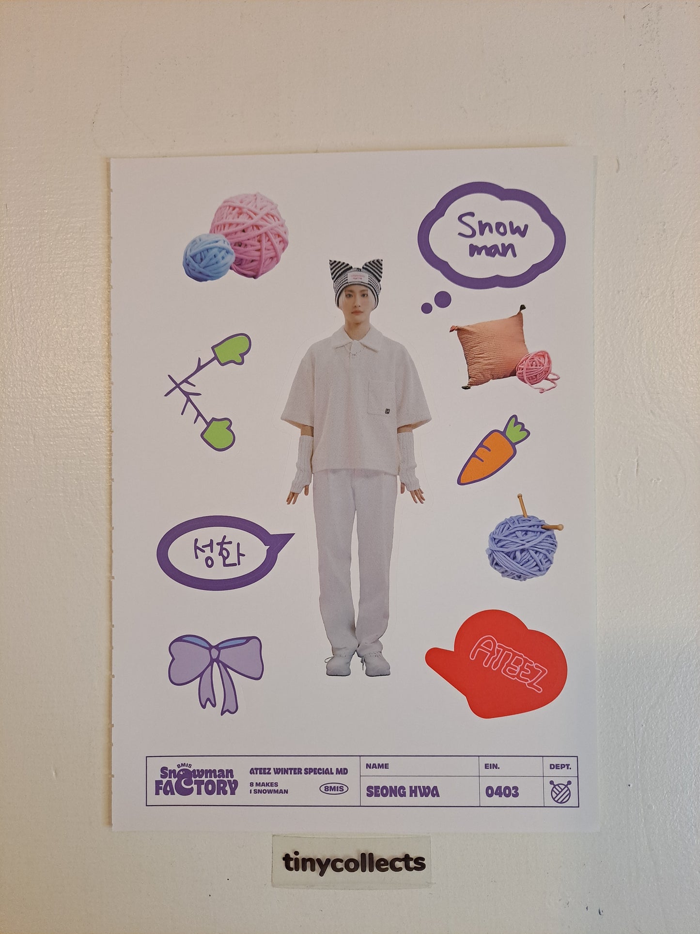 Seonghwa Sticker sheet set Winter Special MD: Snowman Factory ATEEZ