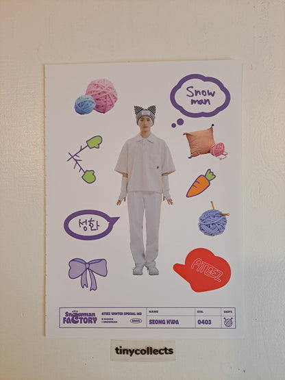 Seonghwa Sticker sheet set Winter Special MD: Snowman Factory ATEEZ
