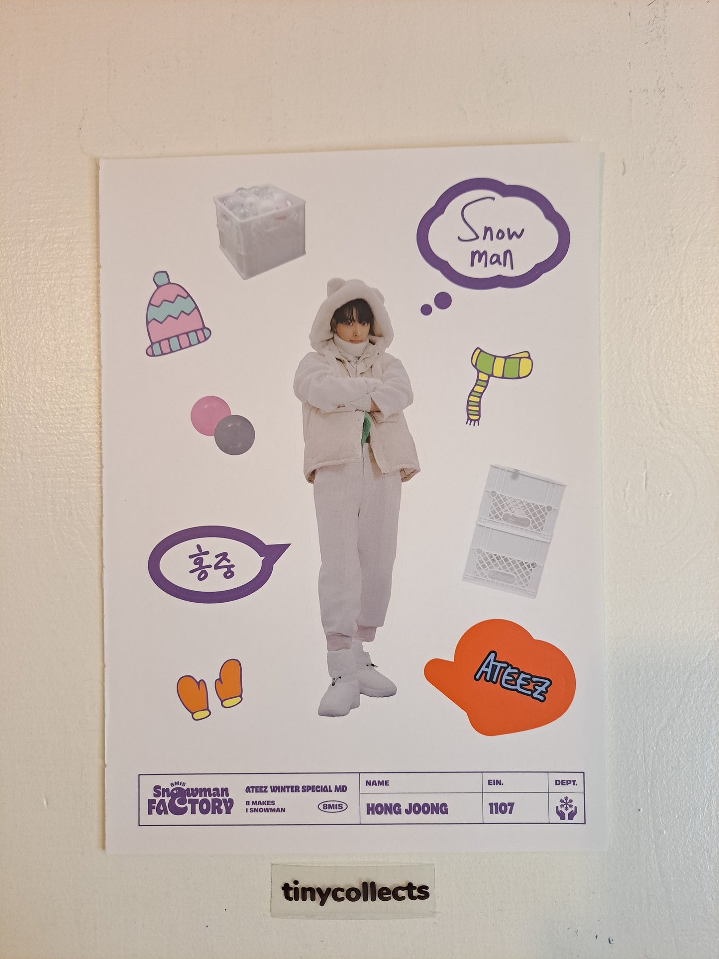 Hongjoong Sticker sheet set Winter Special MD: Snowman Factory ATEEZ