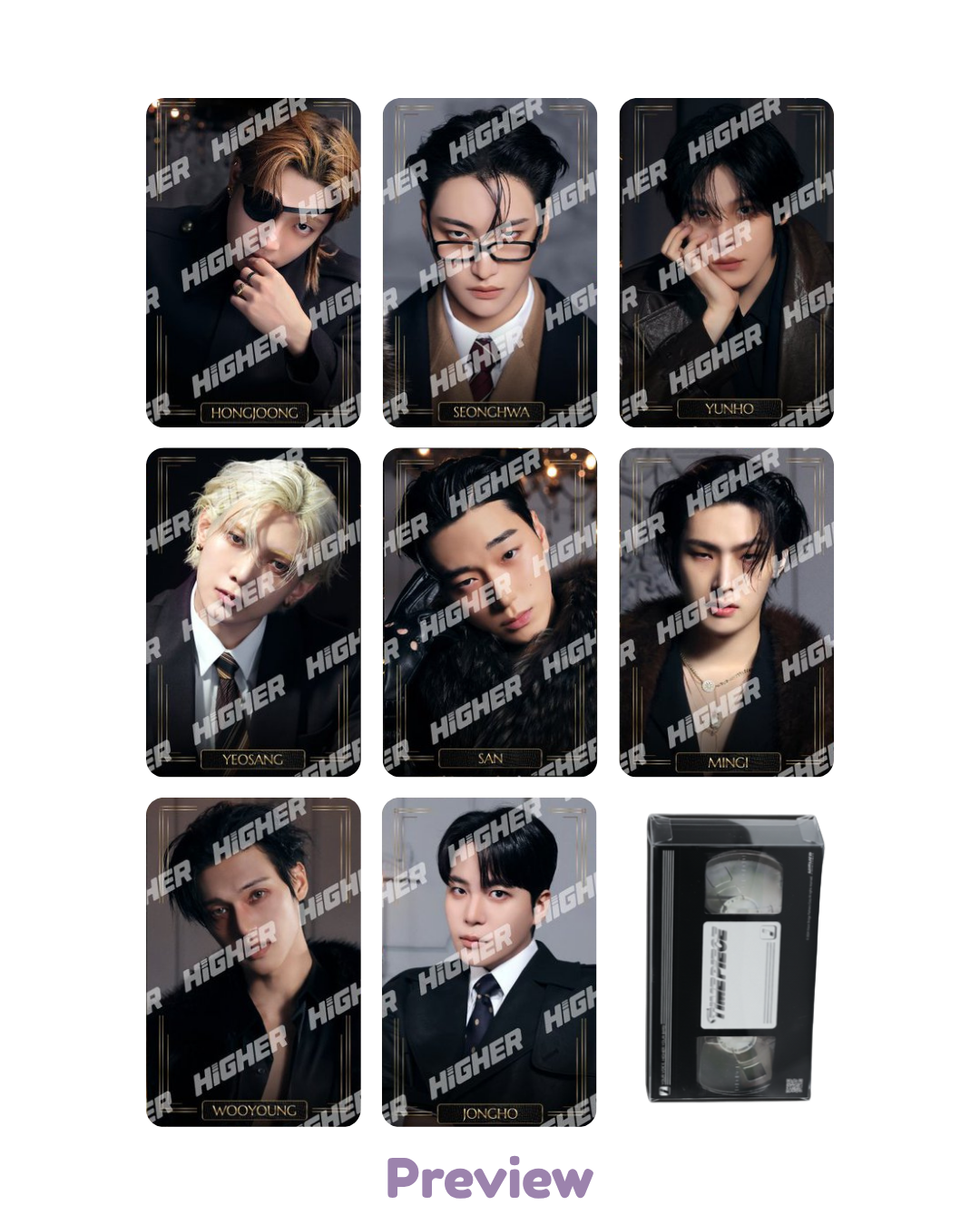 Set/OT8 + Timepiece Case Higher Timepiece Adrenaline Theme C ver. Golden Hour part 4 ATEEZ
