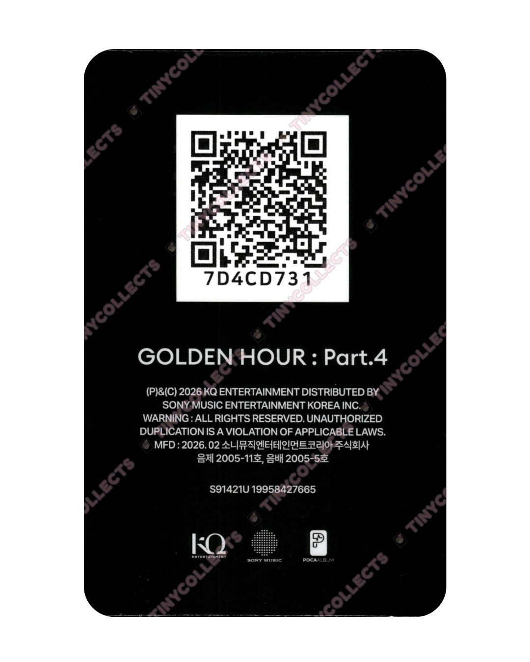 Seonghwa Z ver. QR poca incl. Golden Hour part 4 ATEEZ