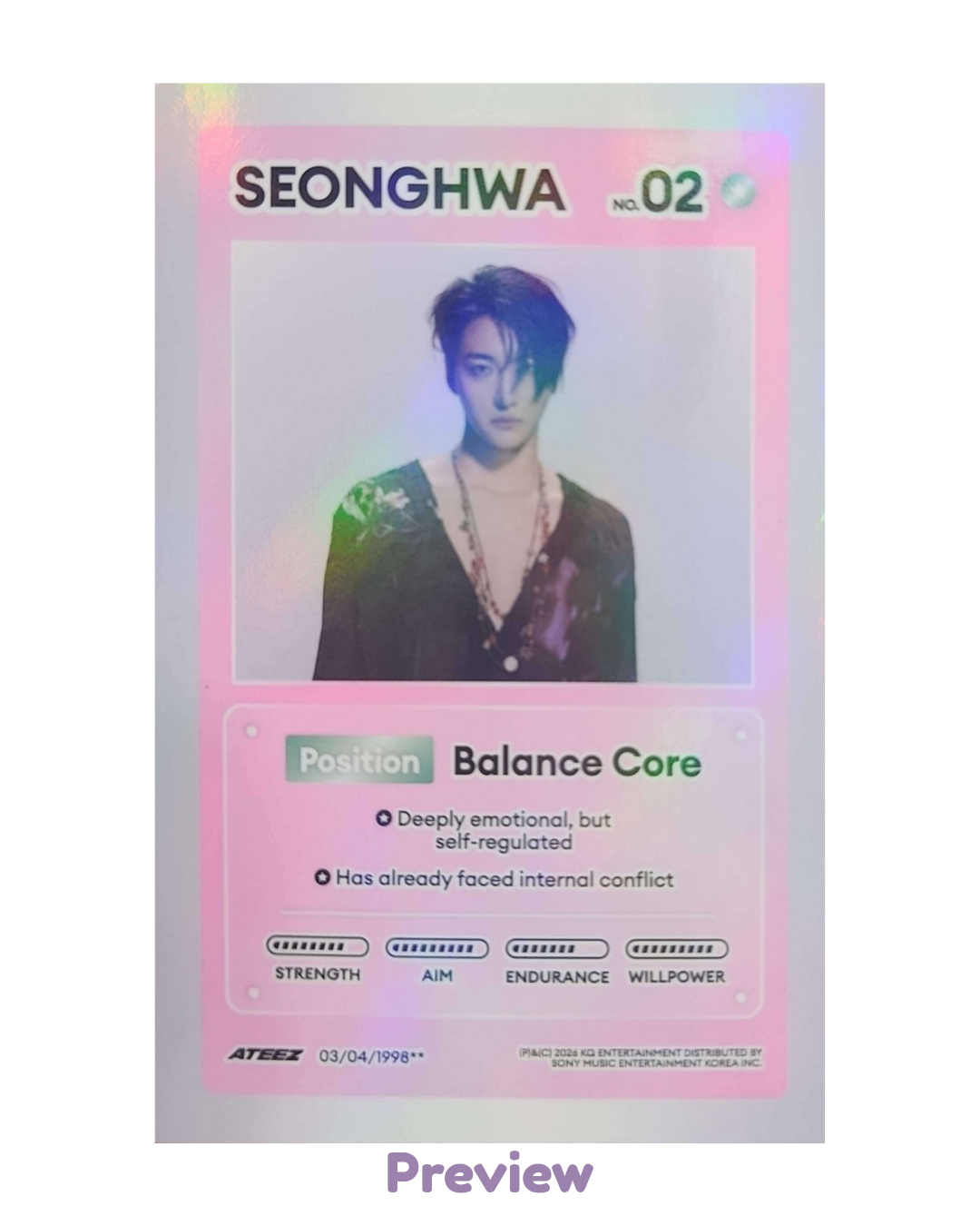 Seonghwa Photobook incl. A ver. Character Card Golden Hour part 5 ATEEZ