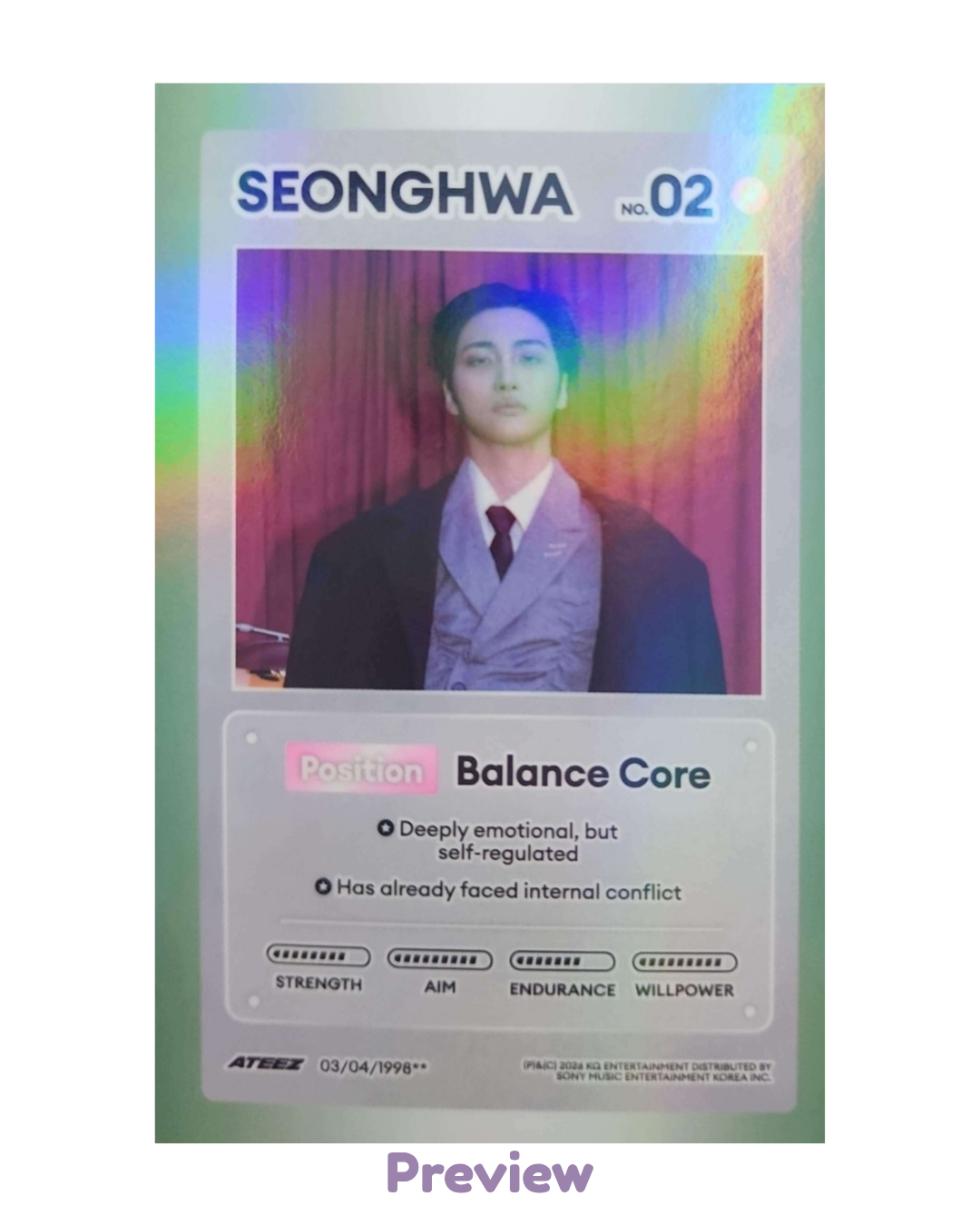 Seonghwa Photobook incl. Diary ver. Character Card Golden Hour part 5 ATEEZ