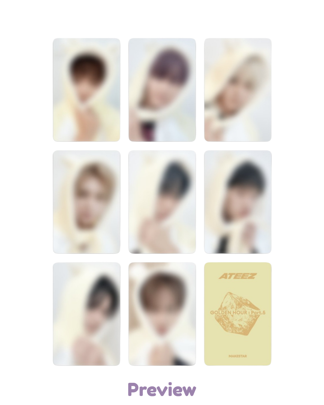 Set/OT8 Makestar 3.0 Hamster ver. Fansign Benefit Golden Hour part 5 ATEEZ
