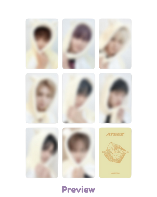Set/OT8 Makestar 3.0 Hamster ver. Fansign Benefit Golden Hour part 5 ATEEZ